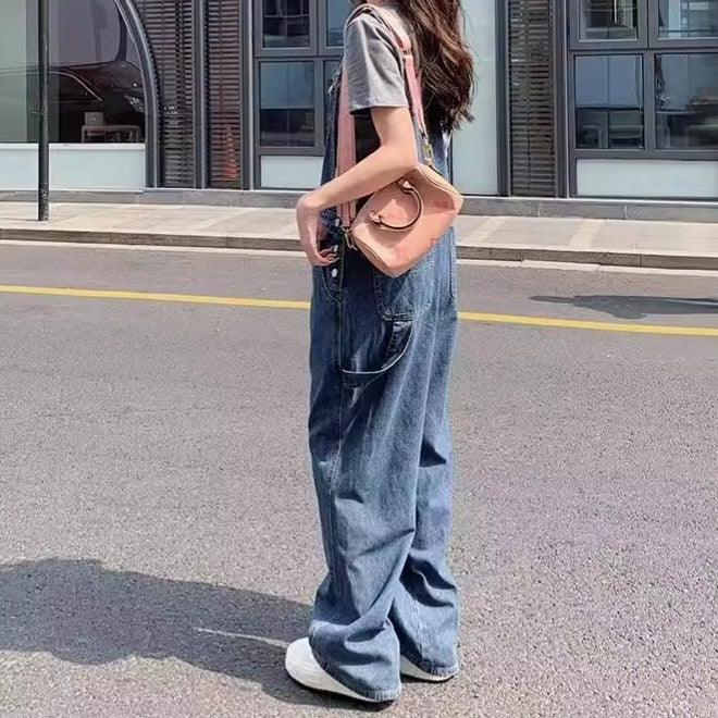 Retro Age Reducing Straight Leg Wide Leg Pants, Slimming Jumpsuit