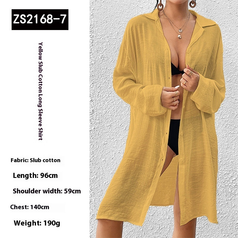 Tencel Slub Cotton Long-sleeved Shirt For Women