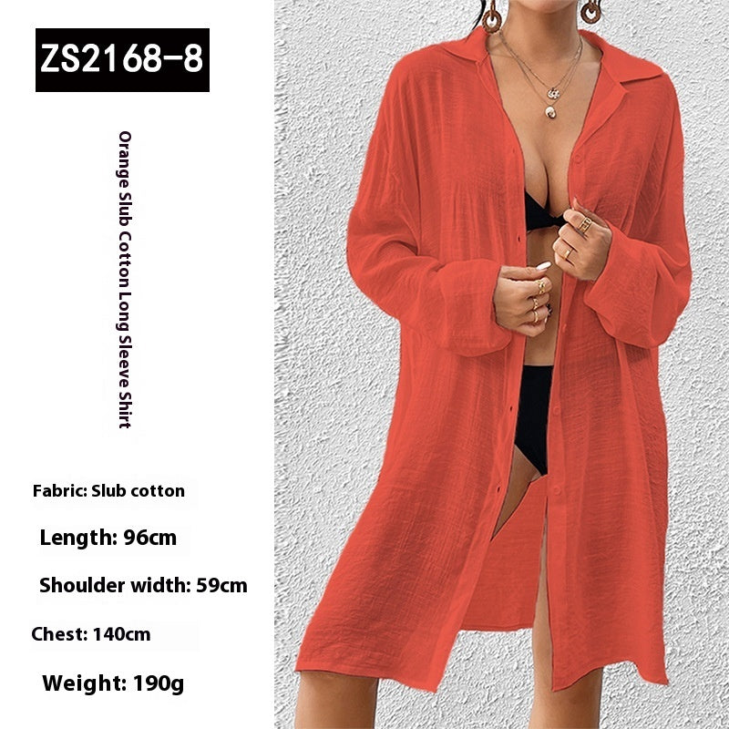 Tencel Slub Cotton Long-sleeved Shirt For Women