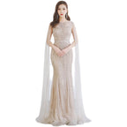 Fishtail Zipper Floating Sleeve Long Host Dress