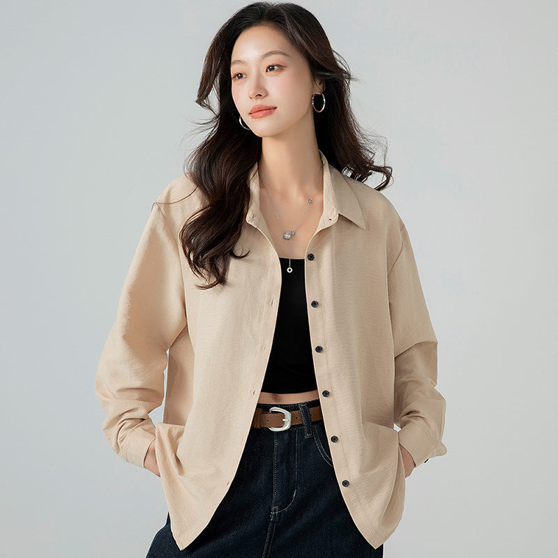 Texture Loose Long Sleeve Lazy Sense All-matching Shirt