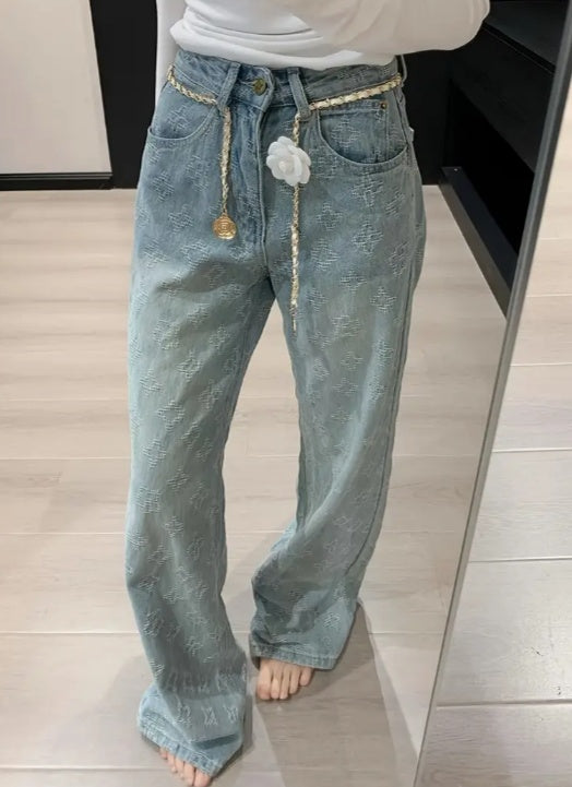 Ladies' High Waisted Straight Leg Jeans