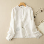 Retro Loose Cotton-linen Shirt Women