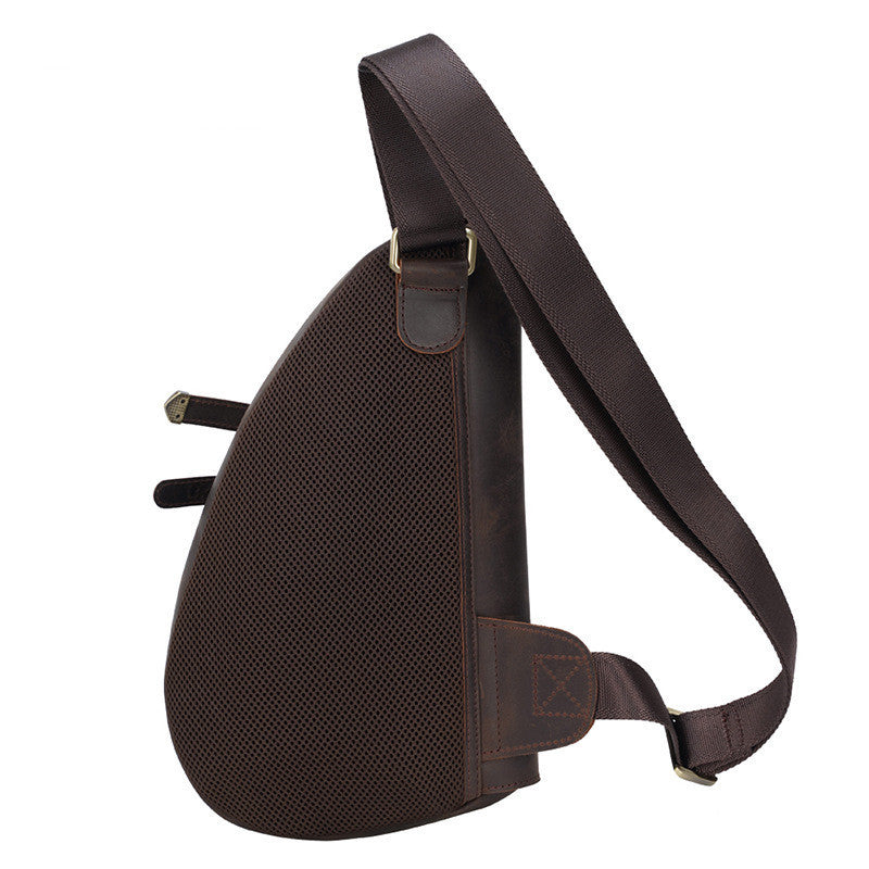 Retro Men's Chest Bag, Saddle Bag, Leather Shoulder Bag, Outdoor Sports Diagonal Bag